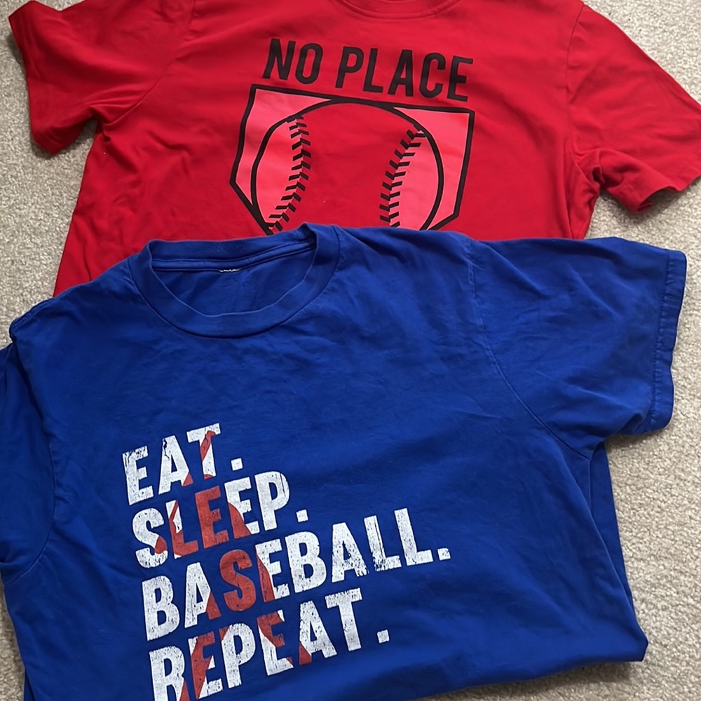 Bundle of two tees for the baseball player/ fan. Boys Size large, cotton tees.